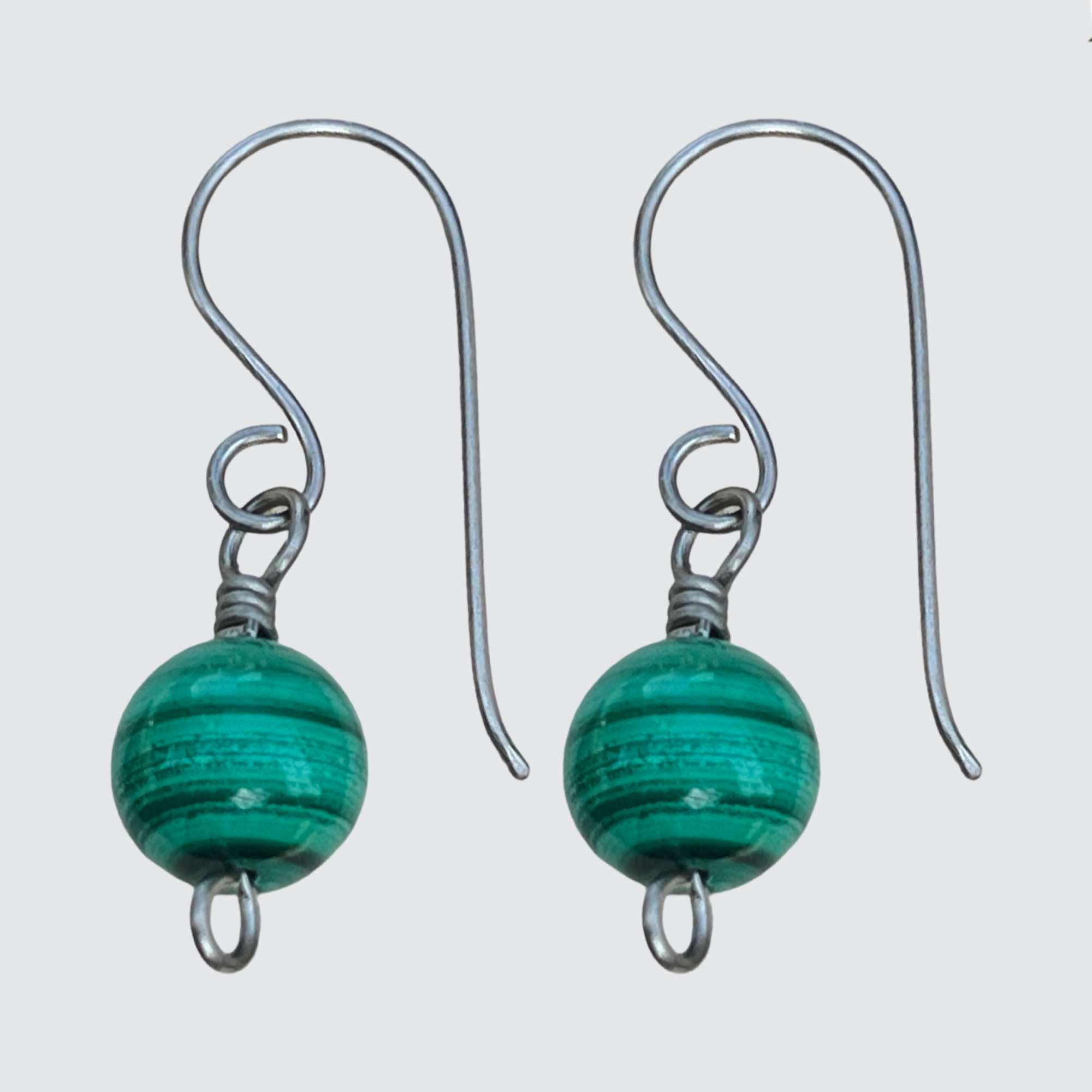 Malachite Titanium Drop Earrings