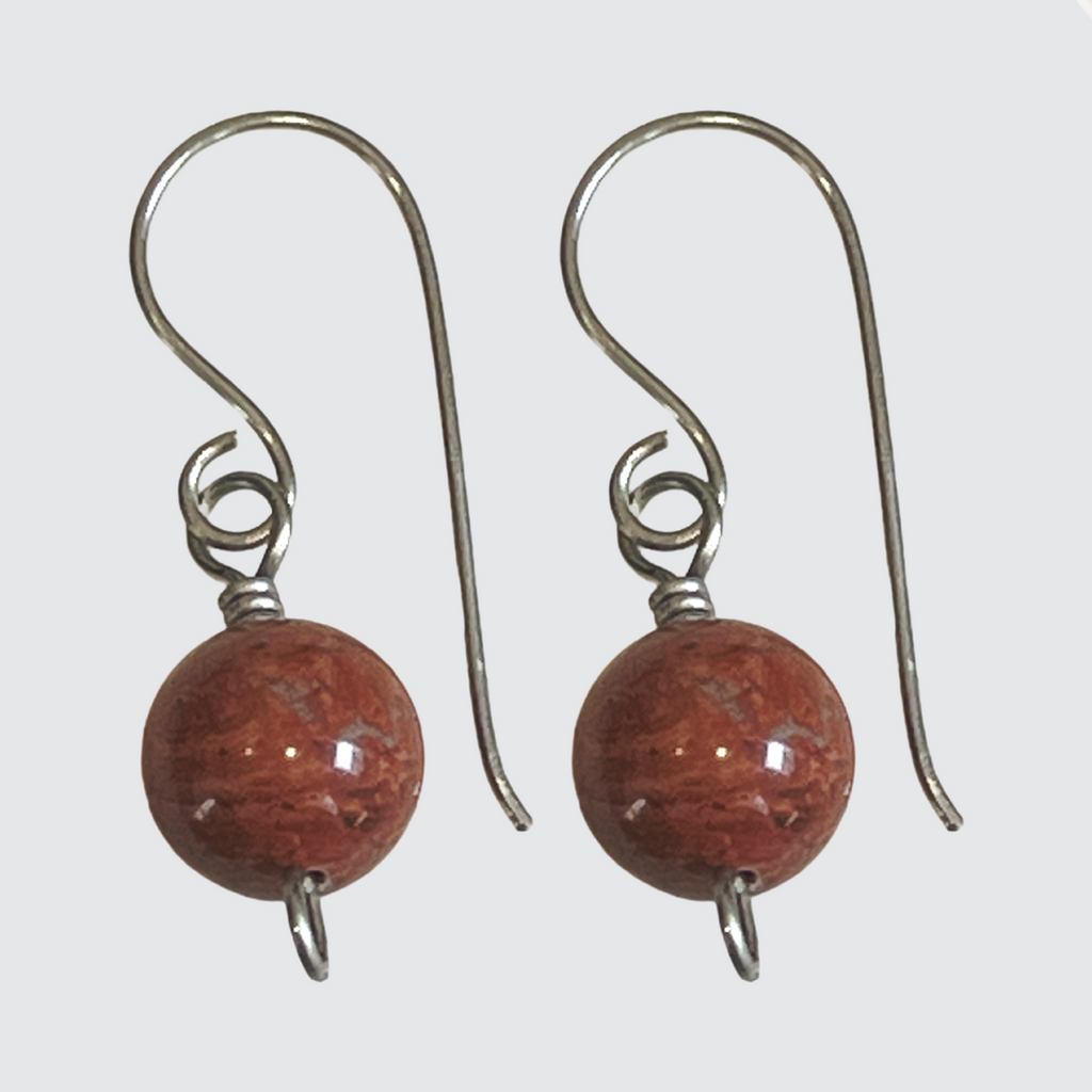 Red Jasper Titanium Earrings