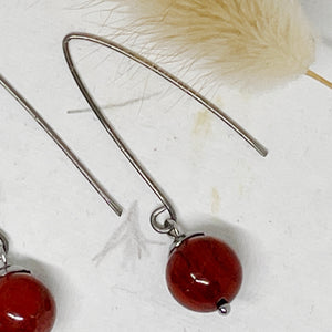 Red Jasper Modern Titanium Earrings