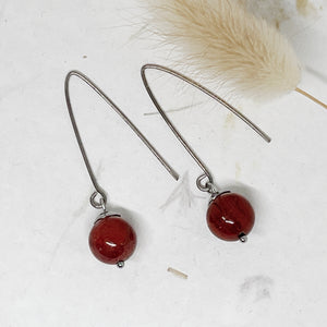 Red Jasper Modern Titanium Earrings