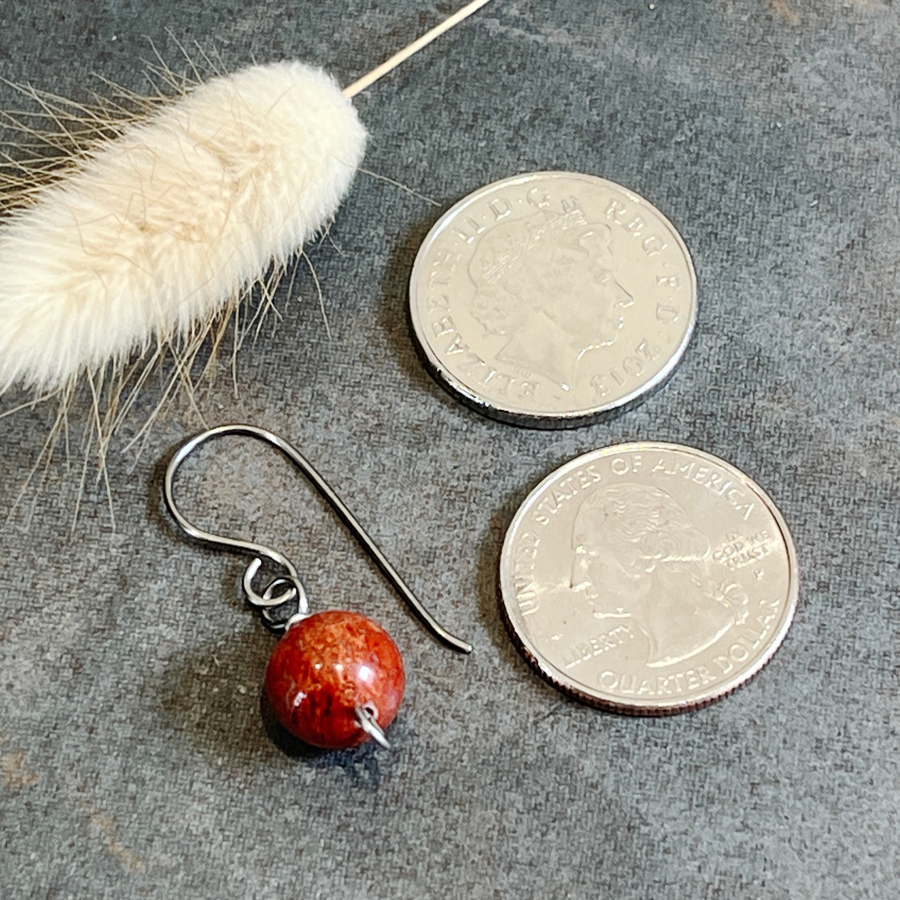 Red Jasper Titanium Earrings