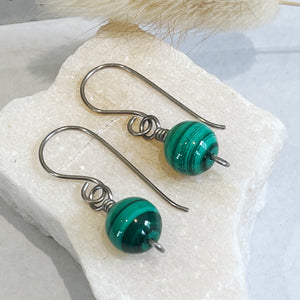 Malachite Titanium Drop Earrings