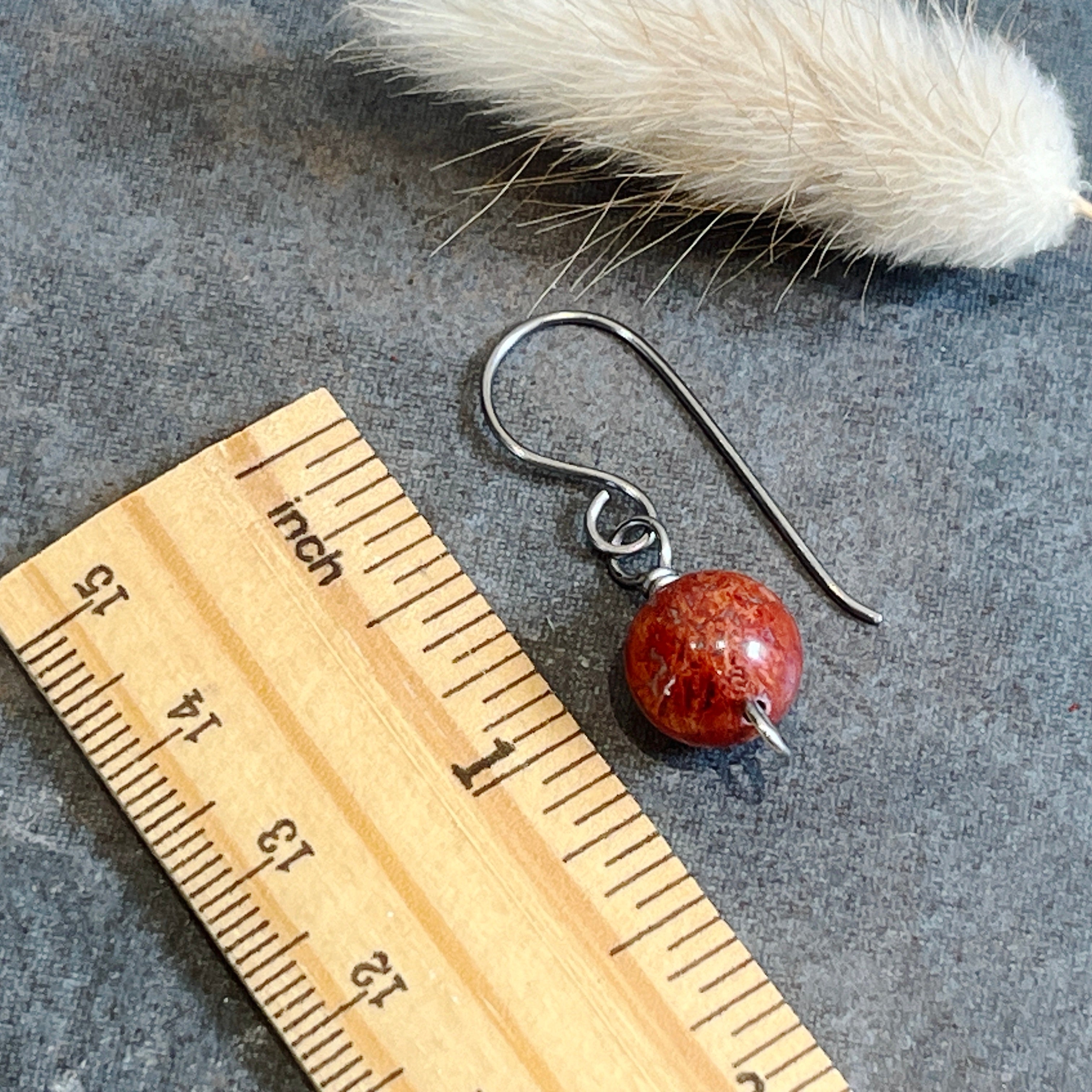 Red Jasper Titanium Earrings