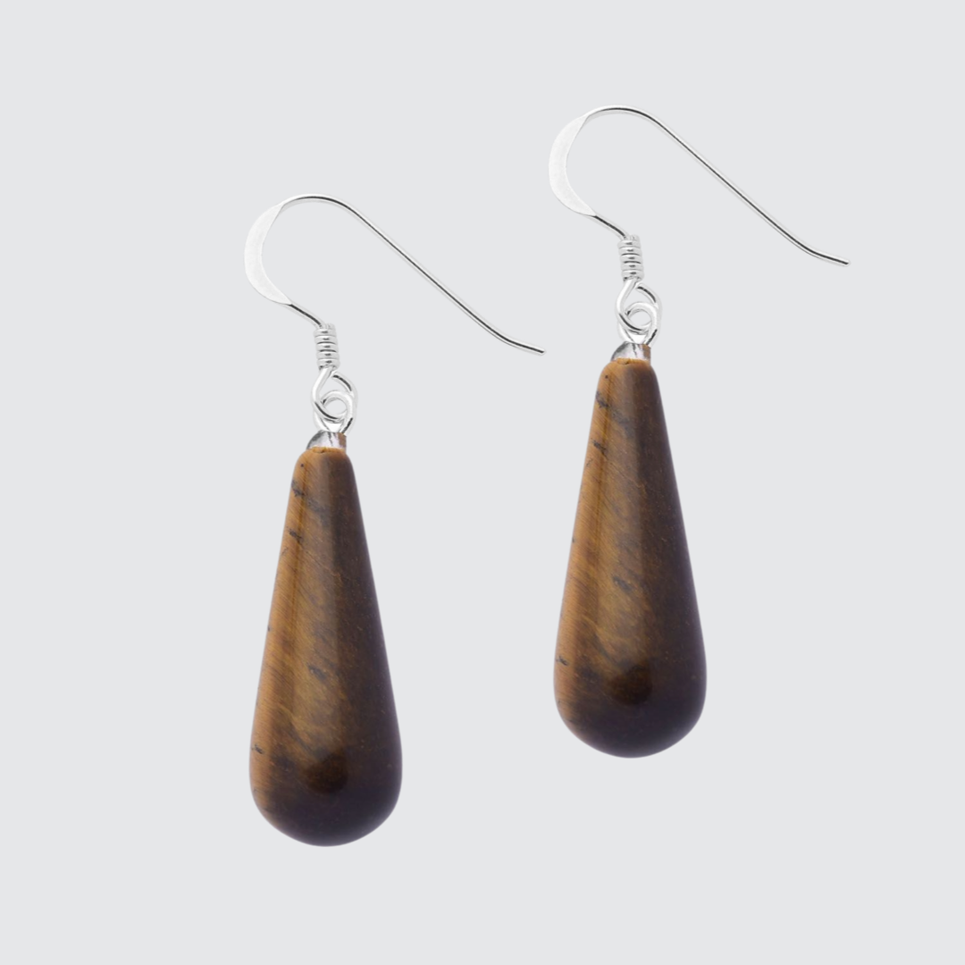 sterling silver tigers eye small drop earrings