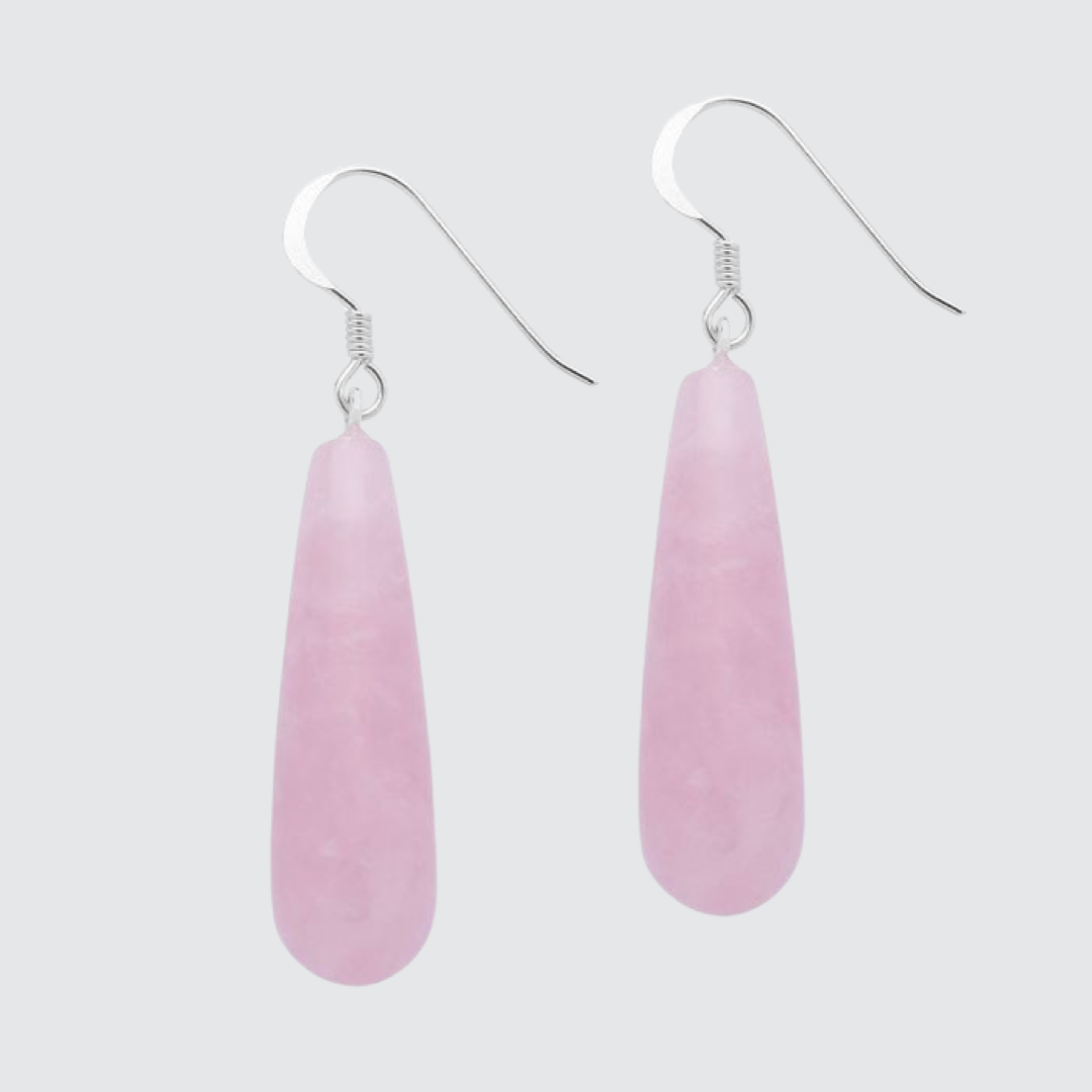 sterling silver rose quartz drop earrings