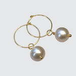 handmade gold vermeil real pearl hoop earrings