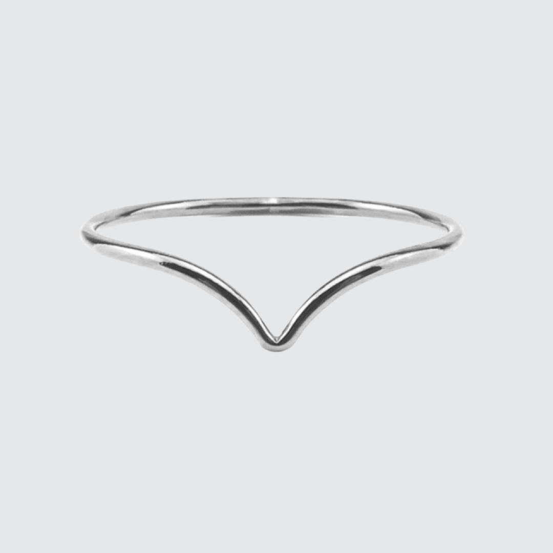 Sterling silver wishbone chevron stacking ring