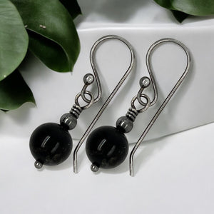 Oxidised Silver Tourmaline Drop Earrings