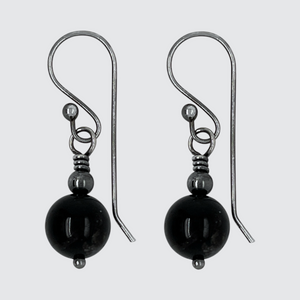 Oxidised Silver Tourmaline Drop Earrings