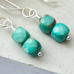 handmade sterling silver chrysocolla drop earrings detail