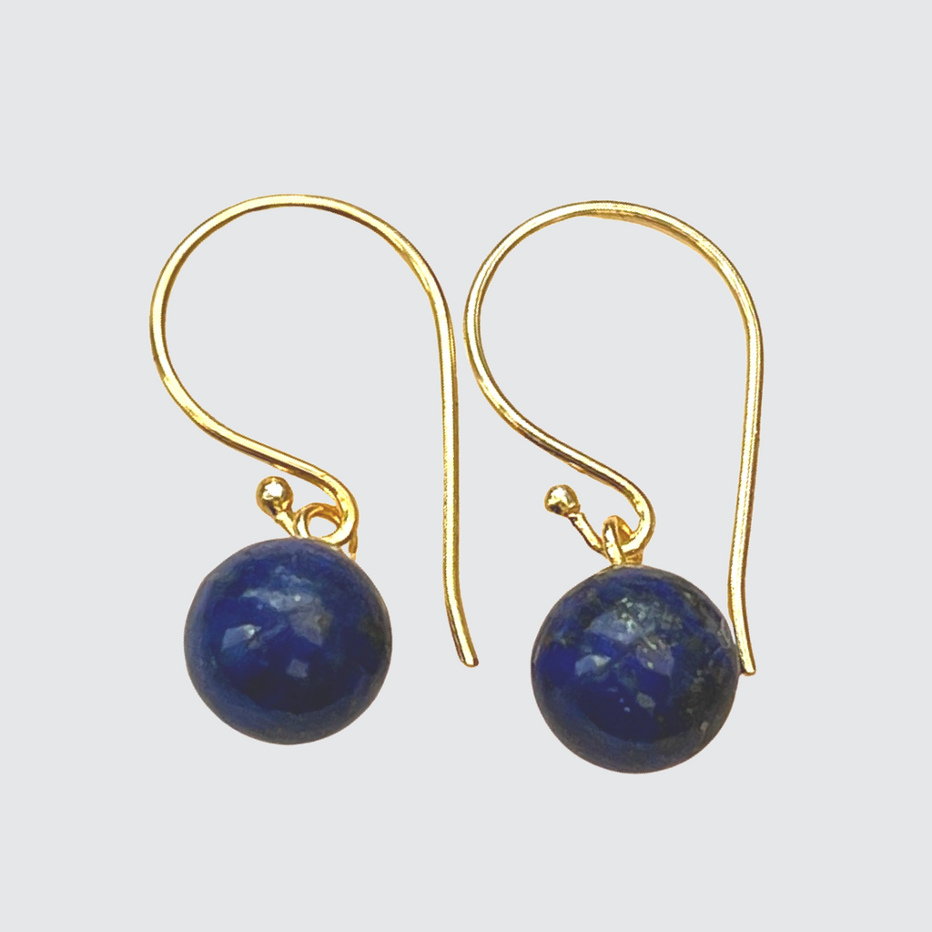 gold vermeil sterling silver lapis lazuli small drop earrings