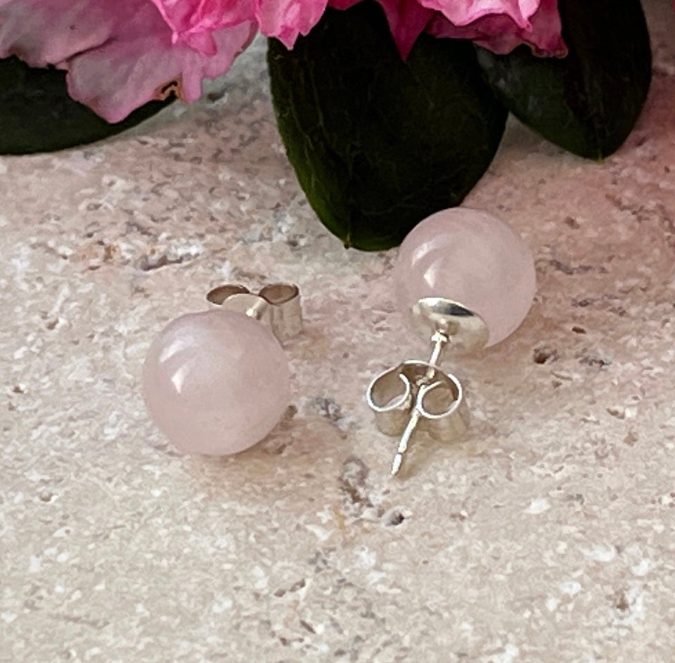 Rose Quartz Stud Earrings