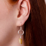 sterling silver yellow jade drop earrings