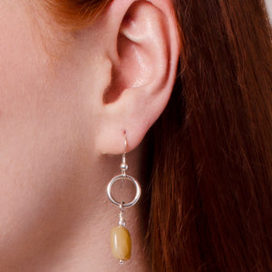 sterling silver yellow jade drop earrings