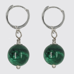 Sterling silver huggy hoop malachite earrings 