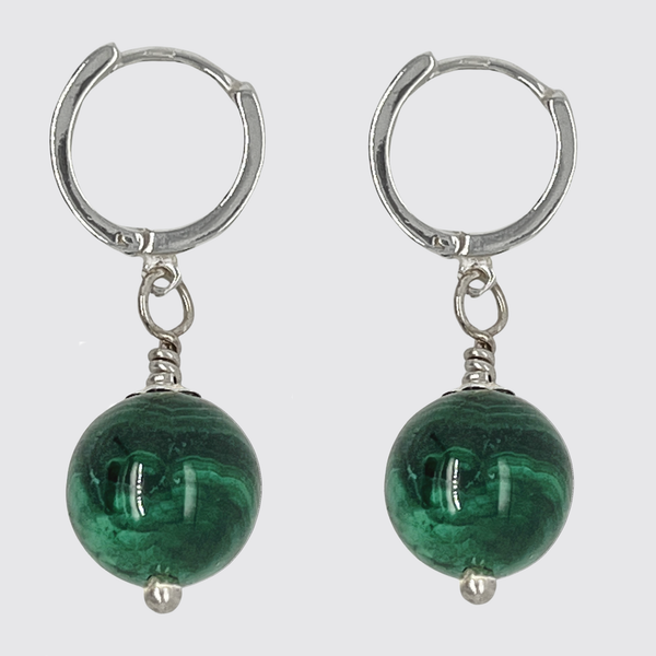 Sterling silver clearance malachite earrings