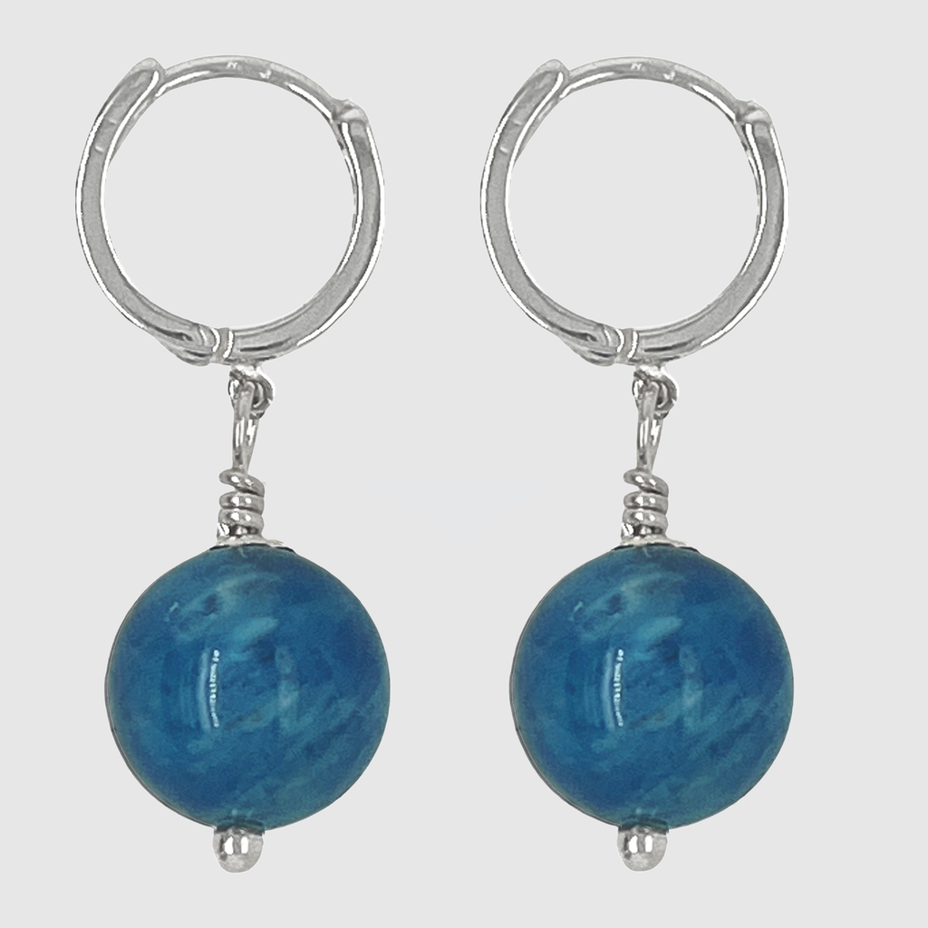 sterling silver apatite huggie hoop earrings