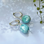 Hoop Earrings With Larimar Charm