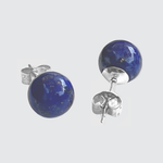 handmade stud earring with lapis lazuli gemstones