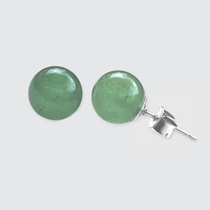 sterling silver handmade green aventurine stud earrings