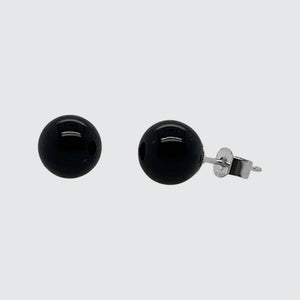 handmade sterling silver black onyx stud earrings