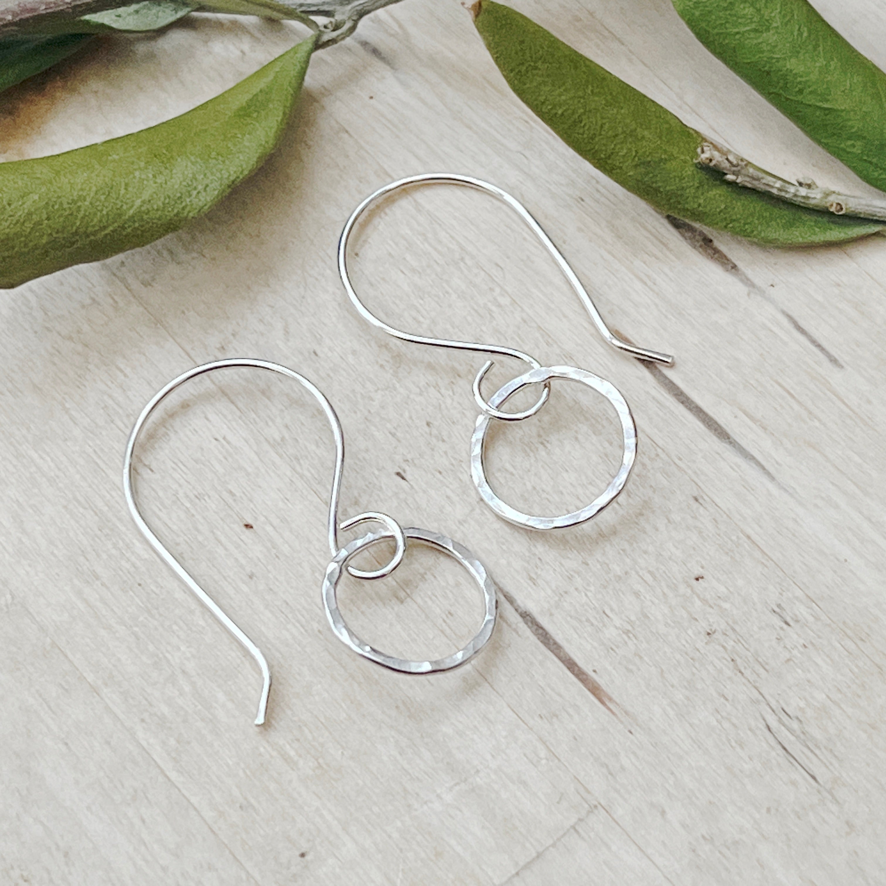 sterling silver handmade drop earrings flatlay