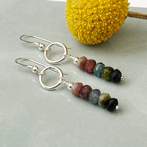 Sterling Silver Tourmaline Drop Earrings flatlay