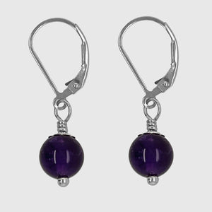 sterling silver amethyst lever back drop earrings