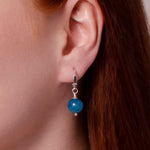 apaptite blue gemstone huggie earrings