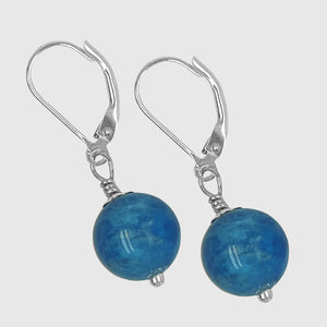 sterling silver neon apatite drop leverback earrings