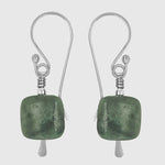 handmade sterling silver Burmese jade drop earrings