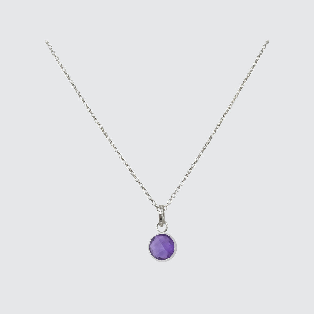 sterling silver dainty necklace amethyst