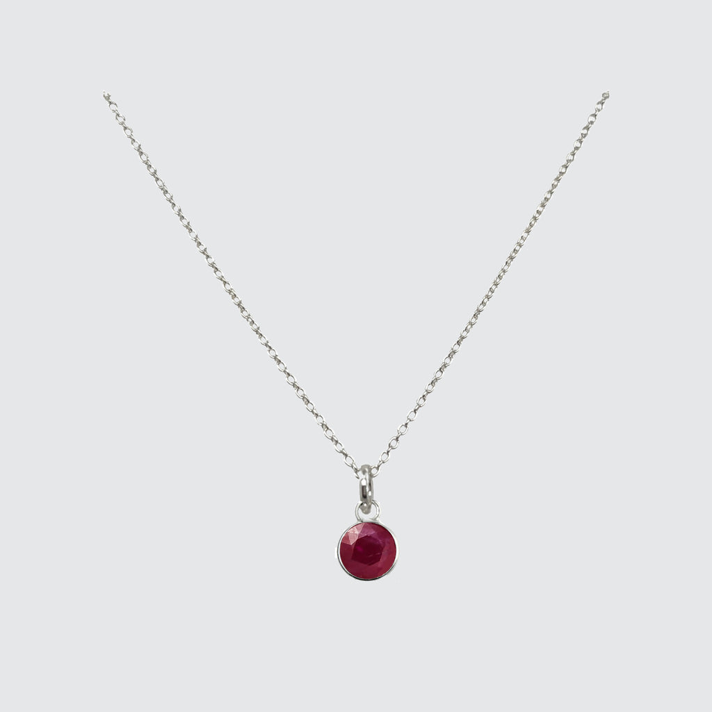 sterling silver dainty necklace garnet