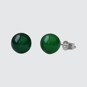 Green Onyx handmade sterling silver stud earrings