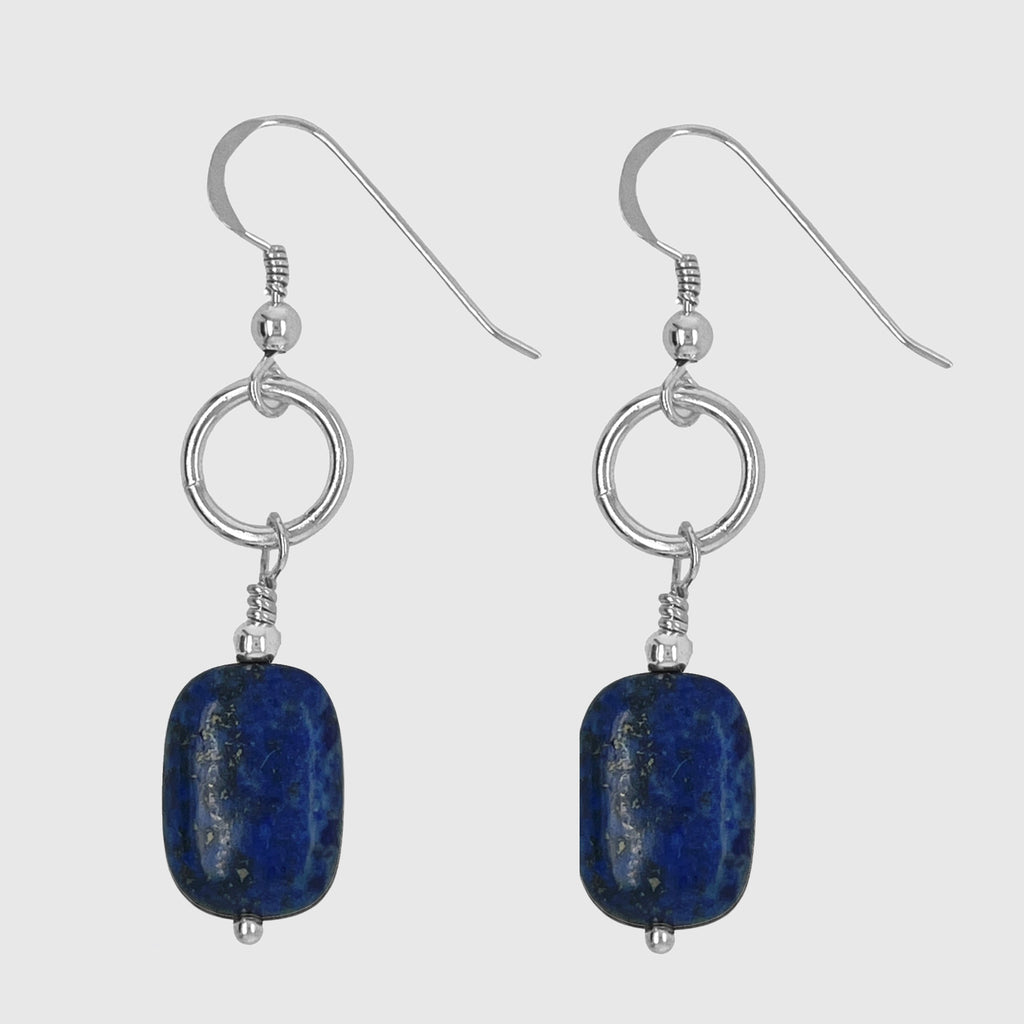 sterling silver lapis lazuli drop earrings handmade