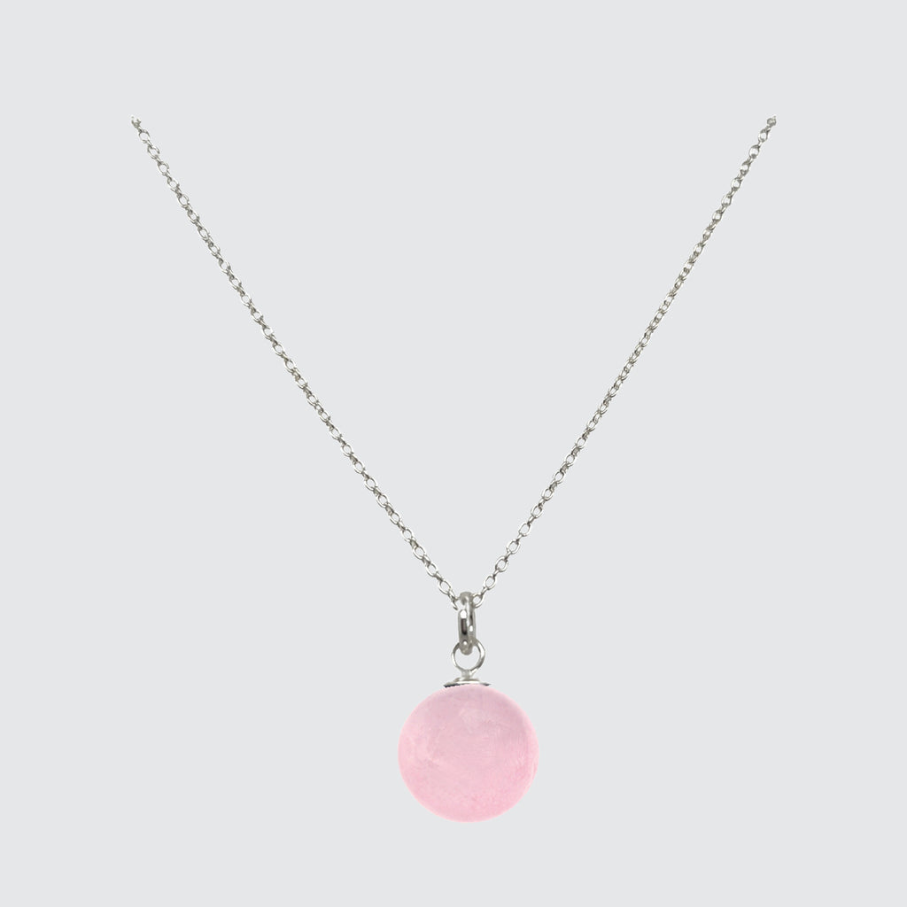 sterling silver single gemstone necklace rose quartz