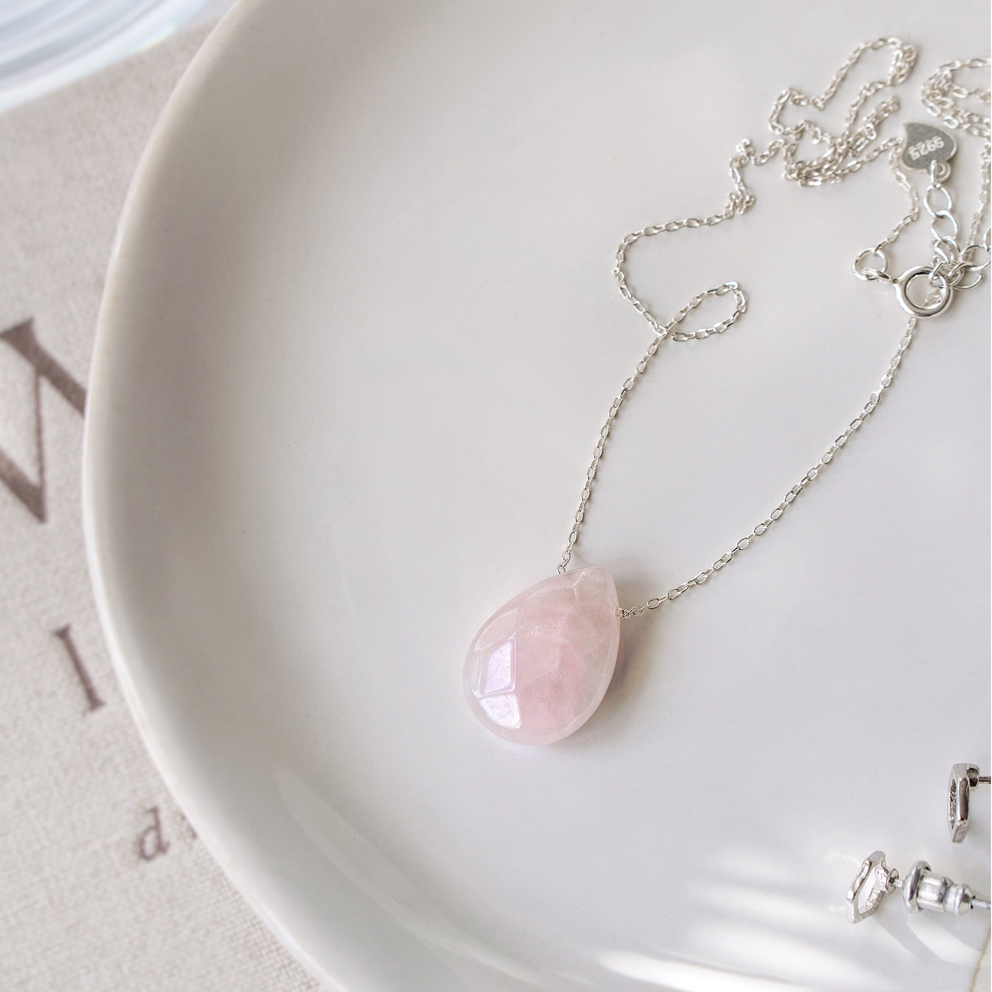 Rose Quartz Raindrop Necklace